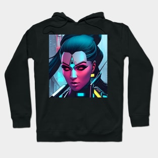 Cyberpunk Hotties (26) - Beautiful Sci fi Women Hoodie